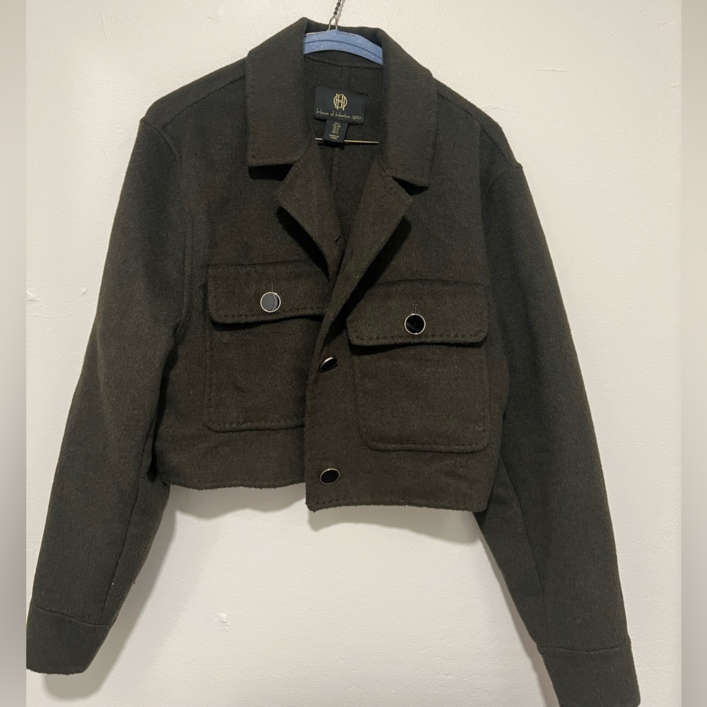 Cropped Dark Olive Green Jacket